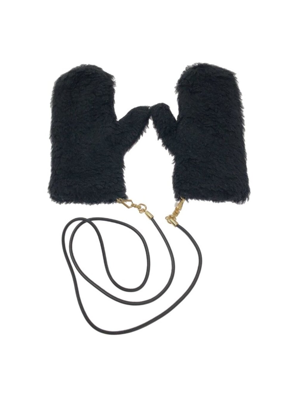 Max Mara Teddy Bear Alpaca Wool Mittens Gloves Black